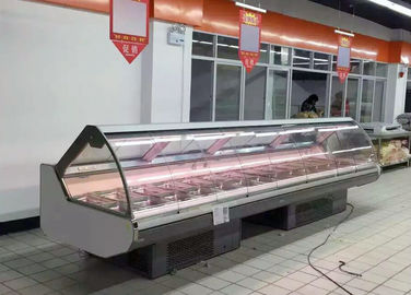 Fan Cooling Deli Display Fridge , Open Deli Fridge For Supermarket Meat Display