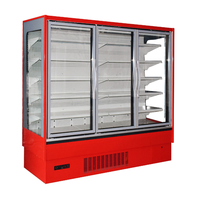 内部の垂直LEDのMultideck商業直立した向かわれた冷却装置はスーパーマーケットの冷凍食品の表示のためにつく